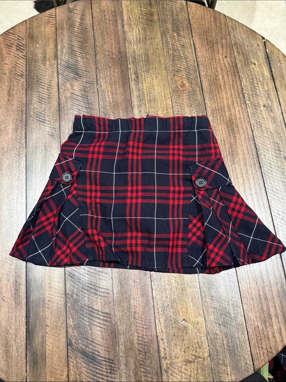 Lands’ End Girls Size 7 Navy Red Plaid Pleated Skort School Uniform Preppy